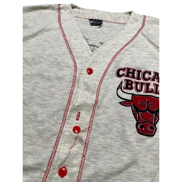 Vintage RARE Chicago Bulls Two Tone Baseball Jersey - Button Front - L - Picture 3 of 10